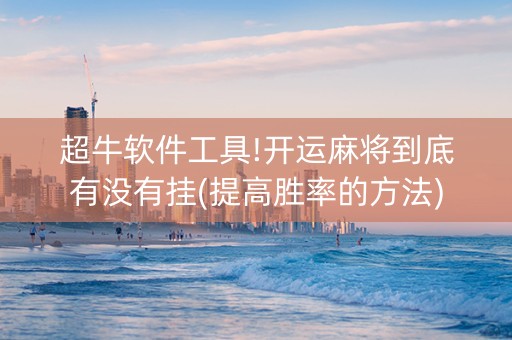 超牛软件工具!开运麻将到底有没有挂(提高胜率的方法)
