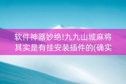 软件神器妙绝!九九山城麻将其实是有挂安装插件的(确实是有挂的)