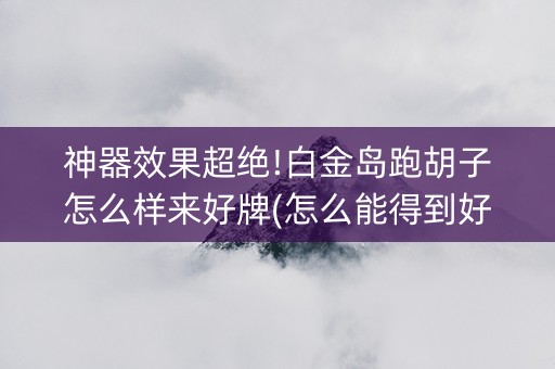 神器效果超绝!白金岛跑胡子怎么样来好牌(怎么能得到好牌)