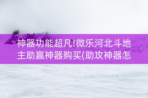 神器功能超凡!微乐河北斗地主助赢神器购买(助攻神器怎么才会赢)