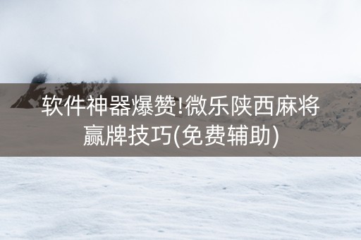 软件神器爆赞!微乐陕西麻将赢牌技巧(免费辅助)