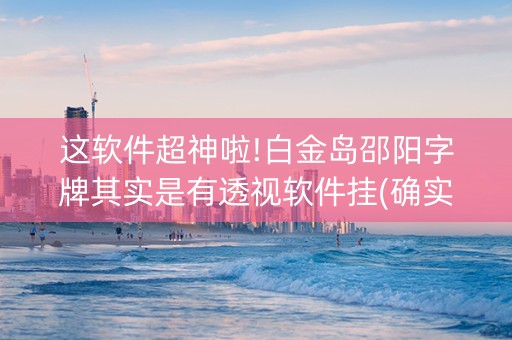 这软件超神啦!白金岛邵阳字牌其实是有透视软件挂(确实真有挂)