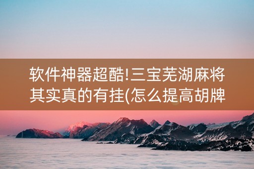 软件神器超酷!三宝芜湖麻将其实真的有挂(怎么提高胡牌率)