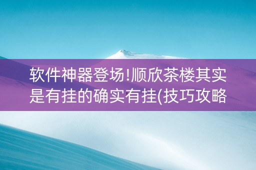 软件神器登场!顺欣茶楼其实是有挂的确实有挂(技巧攻略怎样拿好牌)