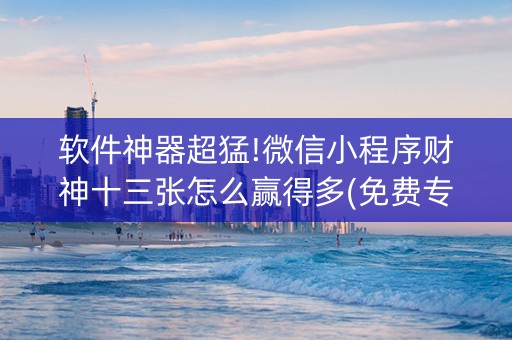 软件神器超猛!微信小程序财神十三张怎么赢得多(免费专用神器)