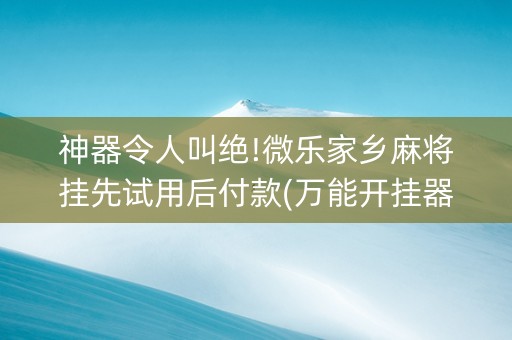 神器令人叫绝!微乐家乡麻将挂先试用后付款(万能开挂器)