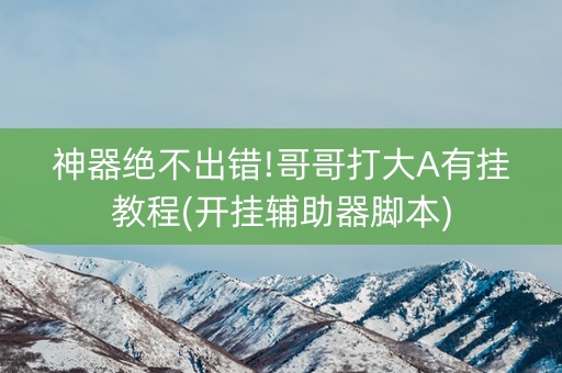 神器绝不出错!哥哥打大A有挂教程(开挂辅助器脚本)