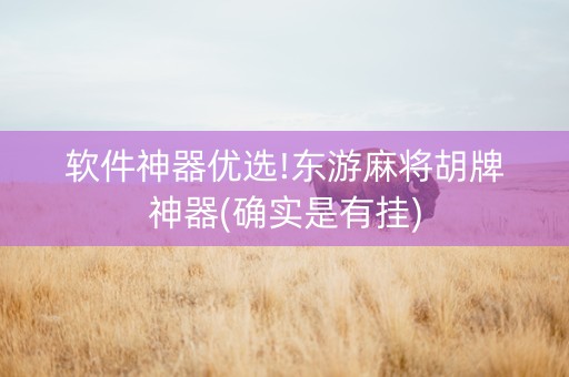 软件神器优选!东游麻将胡牌神器(确实是有挂)