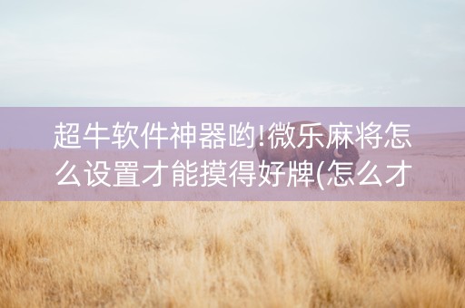 超牛软件神器哟!微乐麻将怎么设置才能摸得好牌(怎么才能常赢)