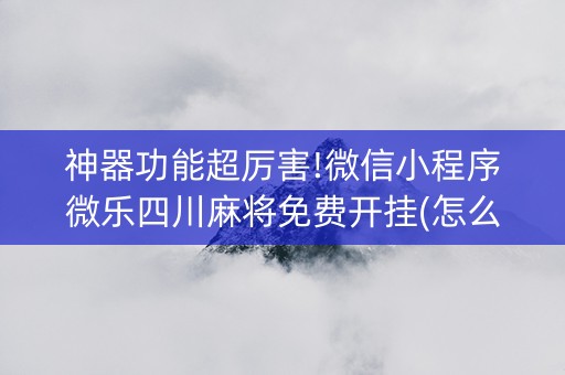 神器功能超厉害!微信小程序微乐四川麻将免费开挂(怎么样来好牌)