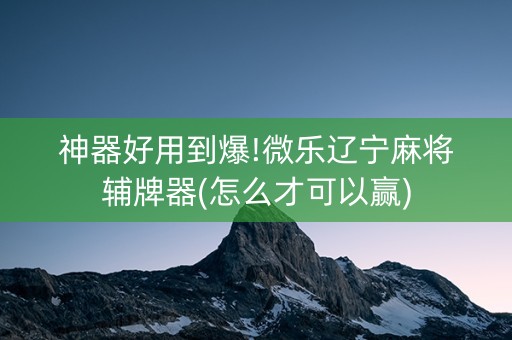神器好用到爆!微乐辽宁麻将辅牌器(怎么才可以赢)