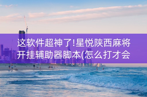 这软件超神了!星悦陕西麻将开挂辅助器脚本(怎么打才会赢)