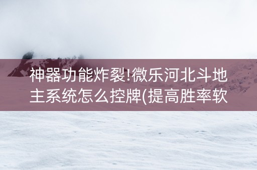 神器功能炸裂!微乐河北斗地主系统怎么控牌(提高胜率软件)