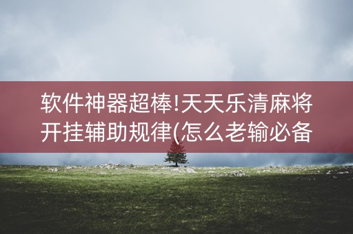 软件神器超棒!天天乐清麻将开挂辅助规律(怎么老输必备神器)