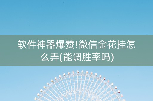 软件神器爆赞!微信金花挂怎么弄(能调胜率吗)