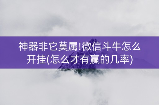神器非它莫属!微信斗牛怎么开挂(怎么才有赢的几率)