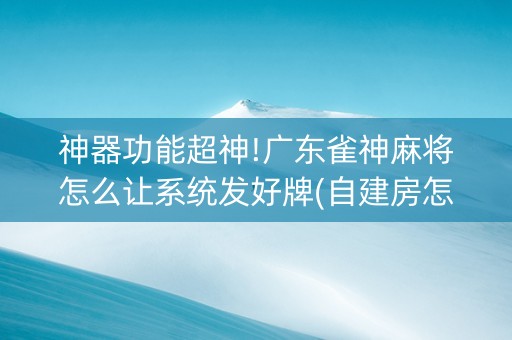 神器功能超神!广东雀神麻将怎么让系统发好牌(自建房怎么赢)