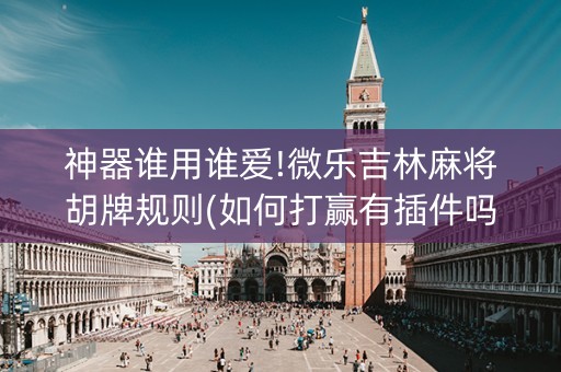 神器谁用谁爱!微乐吉林麻将胡牌规则(如何打赢有插件吗)