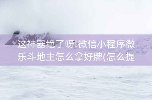 这神器绝了呀!微信小程序微乐斗地主怎么拿好牌(怎么提高赢牌率)