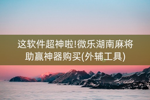 这软件超神啦!微乐湖南麻将助赢神器购买(外辅工具)