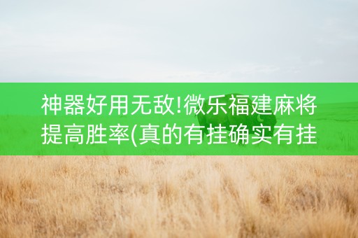 神器好用无敌!微乐福建麻将提高胜率(真的有挂确实有挂)