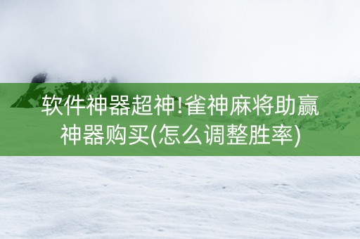 软件神器超神!雀神麻将助赢神器购买(怎么调整胜率)