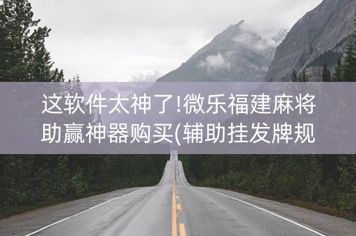 这软件太神了!微乐福建麻将助赢神器购买(辅助挂发牌规律)