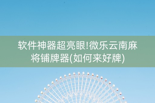 软件神器超亮眼!微乐云南麻将铺牌器(如何来好牌)