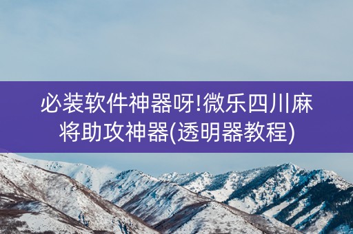 必装软件神器呀!微乐四川麻将助攻神器(透明器教程)