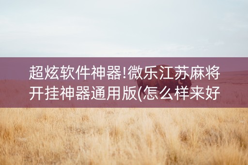 超炫软件神器!微乐江苏麻将开挂神器通用版(怎么样来好牌)