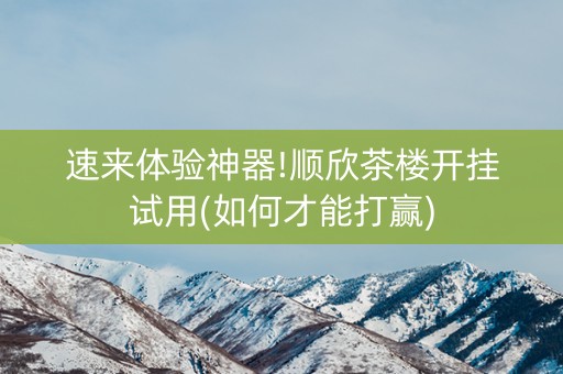速来体验神器!顺欣茶楼开挂试用(如何才能打赢)