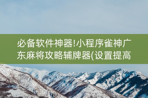 必备软件神器!小程序雀神广东麻将攻略辅牌器(设置提高好牌几率)