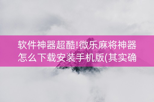 软件神器超酷!微乐麻将神器怎么下载安装手机版(其实确实有挂)