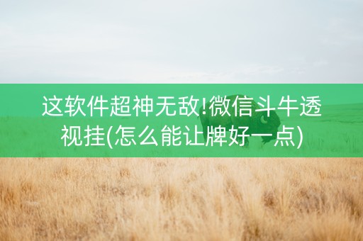 这软件超神无敌!微信斗牛透视挂(怎么能让牌好一点)