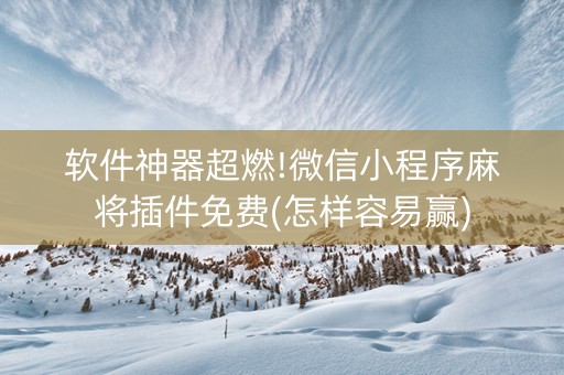 软件神器超燃!微信小程序麻将插件免费(怎样容易赢)