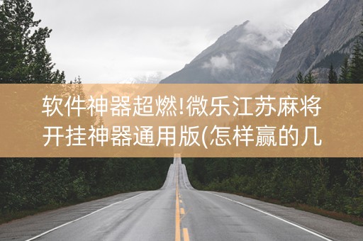 软件神器超燃!微乐江苏麻将开挂神器通用版(怎样赢的几率大)