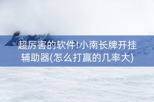 超厉害的软件!小南长牌开挂辅助器(怎么打赢的几率大)