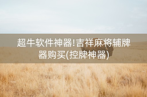 超牛软件神器!吉祥麻将辅牌器购买(控牌神器)