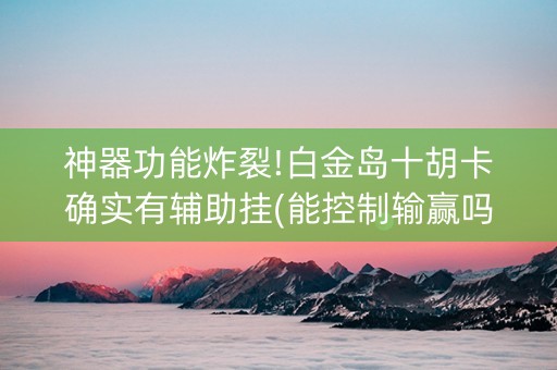 神器功能炸裂!白金岛十胡卡确实有辅助挂(能控制输赢吗)