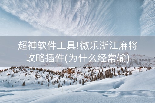 超神软件工具!微乐浙江麻将攻略插件(为什么经常输)
