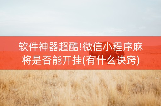 软件神器超酷!微信小程序麻将是否能开挂(有什么诀窍)