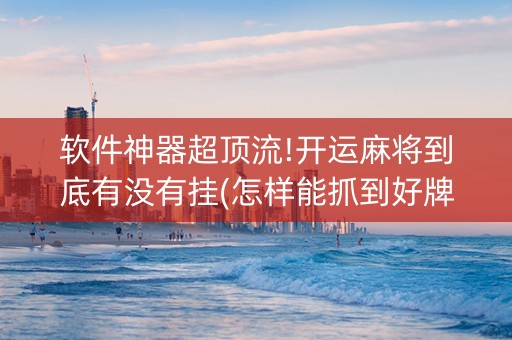 软件神器超顶流!开运麻将到底有没有挂(怎样能抓到好牌)