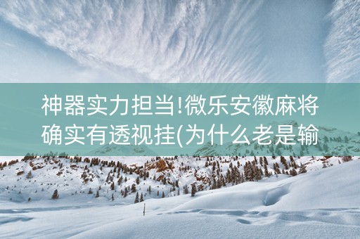 神器实力担当!微乐安徽麻将确实有透视挂(为什么老是输)