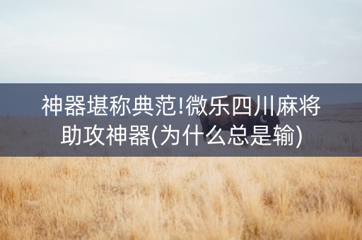 神器堪称典范!微乐四川麻将助攻神器(为什么总是输)