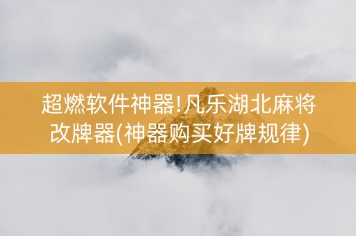 超燃软件神器!凡乐湖北麻将改牌器(神器购买好牌规律)