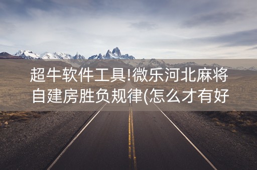 超牛软件工具!微乐河北麻将自建房胜负规律(怎么才有好牌)
