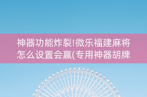 神器功能炸裂!微乐福建麻将怎么设置会赢(专用神器胡牌技巧)