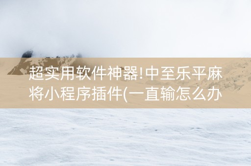 超实用软件神器!中至乐平麻将小程序插件(一直输怎么办)