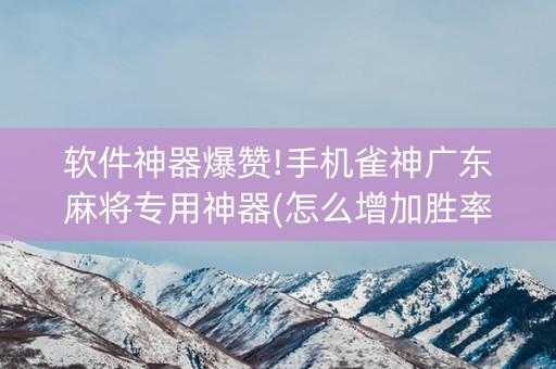 软件神器爆赞!手机雀神广东麻将专用神器(怎么增加胜率)