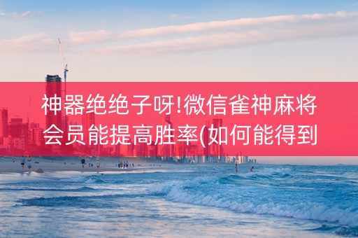 神器绝绝子呀!微信雀神麻将会员能提高胜率(如何能得到好牌)